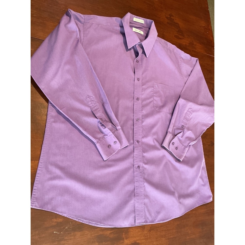 Pierre Cardin Mens XL 17-17.5 34/35 Purple Long Sleeve Button Down Dress Shirt